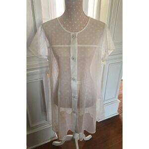 Pacific Connections Knit Mesh See Thru  Beach Coverup Button-Up Women's Large